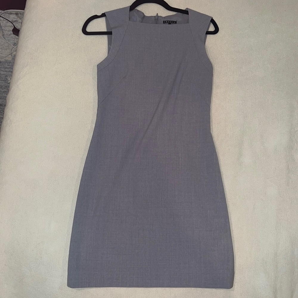 Theory Light Grey Wool Sleeveless Dress